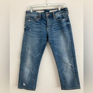 Anthropologie Pilcro and the Letterpress Slim Boyfriend Crop Distressed Sz 26